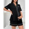 imageVerdusa Womens Maternity 2 Piece Pajama Sets Button Up Short Sleeve Shirt and ShortsBlack