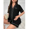 imageVerdusa Womens Maternity 2 Piece Pajama Sets Button Up Short Sleeve Shirt and ShortsBlack