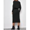 imageVerdusa Womens Maternity 2 Piece Rib Knit V Neck Long Cami Bodycon Dress and Long Sleeve CardiganBlack