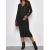 imageVerdusa Womens Maternity 2 Piece Rib Knit V Neck Long Cami Bodycon Dress and Long Sleeve CardiganBlack