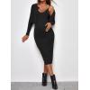 imageVerdusa Womens Maternity 2 Piece Rib Knit V Neck Long Cami Bodycon Dress and Long Sleeve CardiganBlack