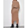 imageVerdusa Womens Maternity 2 Piece Rib Knit V Neck Long Cami Bodycon Dress and Long Sleeve CardiganKhaki