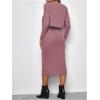 imageVerdusa Womens Maternity 2 Piece Rib Knit V Neck Long Cami Bodycon Dress and Long Sleeve CardiganPink