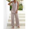 imageVerdusa Womens Maternity 2 Piece Split Tank Top and Loose Pant Sets Pregnancy OutfitApricot