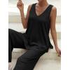 imageVerdusa Womens Maternity 2 Piece Split Tank Top and Loose Pant Sets Pregnancy OutfitBlack