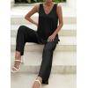 imageVerdusa Womens Maternity 2 Piece Split Tank Top and Loose Pant Sets Pregnancy OutfitBlack