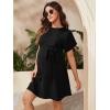 imageVerdusa Womens Maternity Batwing Sleeve Round Neck Short Tunic Dress with BeltBlack