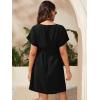 imageVerdusa Womens Maternity Batwing Sleeve Round Neck Short Tunic Dress with BeltBlack
