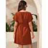 imageVerdusa Womens Maternity Batwing Sleeve Round Neck Short Tunic Dress with BeltRust Brown