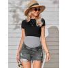 imageVerdusa Womens Maternity Denim Shorts High Waist Ripped Raw Hem Pregnancy Jeans ShortDark Grey