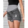 imageVerdusa Womens Maternity Denim Shorts High Waist Ripped Raw Hem Pregnancy Jeans ShortDark Grey