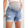 imageVerdusa Womens Maternity Denim Shorts High Waist Ripped Raw Hem Pregnancy Jeans ShortGrey Light Blue
