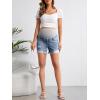 imageVerdusa Womens Maternity Denim Shorts High Waist Ripped Raw Hem Pregnancy Jeans ShortGrey Light Blue