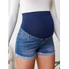 imageVerdusa Womens Maternity Denim Shorts High Waist Ripped Raw Hem Pregnancy Jeans ShortNavy Blue