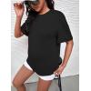 imageVerdusa Womens Maternity Drop Shoulder Short Sleeve Loose T Shirt TopBlack