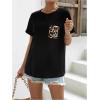 imageVerdusa Womens Maternity Drop Shoulder Short Sleeve Loose T Shirt TopBlack Leopard