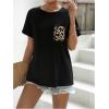 imageVerdusa Womens Maternity Drop Shoulder Short Sleeve Loose T Shirt TopBlack Leopard