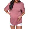 imageVerdusa Womens Maternity Drop Shoulder Short Sleeve Loose T Shirt TopDusty Pink