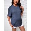 imageVerdusa Womens Maternity Drop Shoulder Short Sleeve Loose T Shirt TopNavy Blue