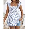 imageVerdusa Womens Maternity Floral Print Peplum Cap Sleeve Blouse Square Neck Shirred Ruffle Hem TopBlue