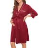 imageVerdusa Womens Maternity Halloween Pajamas Embroidery Patterns 34 Length Sleeve Maternity RobeBurgundy