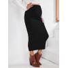 imageVerdusa Womens Maternity High Waist Cable Knit Long Pencil SkirtBlack