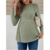 imageVerdusa Womens Maternity Long Sleeve Ruffle Hem Peplum Tee Top Pregnancy T ShirtsMint Green