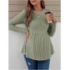 imageVerdusa Womens Maternity Long Sleeve Ruffle Hem Peplum Tee Top Pregnancy T ShirtsMint Green
