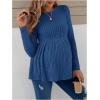 imageVerdusa Womens Maternity Long Sleeve Ruffle Hem Peplum Tee Top Pregnancy T ShirtsRoyal Blue