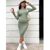 imageVerdusa Womens Maternity Nursing Turtle Neck Long Sleeve Midi Bodycon DressMint Green
