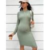 imageVerdusa Womens Maternity Nursing Turtle Neck Long Sleeve Midi Bodycon DressMint Green