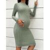 imageVerdusa Womens Maternity Nursing Turtle Neck Long Sleeve Midi Bodycon DressMint Green