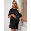 imageVerdusa Womens Maternity Pajama Set 2 Piece Drop Shoulder Top and Short Lounge SetsBlack