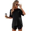 imageVerdusa Womens Maternity Pajama Set 2 Piece Drop Shoulder Top and Short Lounge SetsBlack