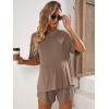 imageVerdusa Womens Maternity Pajama Set 2 Piece Drop Shoulder Top and Short Lounge SetsDark Brown