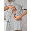 imageVerdusa Womens Maternity Pajama Set 2 Piece Drop Shoulder Top and Short Lounge SetsGrey