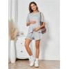 imageVerdusa Womens Maternity Pajama Set 2 Piece Drop Shoulder Top and Short Lounge SetsGrey