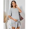 imageVerdusa Womens Maternity Pajama Set 2 Piece Drop Shoulder Top and Short Lounge SetsGrey