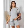 imageVerdusa Womens Maternity Pajama Set 2 Piece Drop Shoulder Top and Short Lounge SetsGrey
