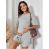 imageVerdusa Womens Maternity Pajama Set 2 Piece Drop Shoulder Top and Short Lounge SetsGrey