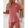 imageVerdusa Womens Maternity Pajama Set 2 Piece Drop Shoulder Top and Short Lounge SetsPink