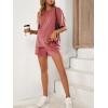 imageVerdusa Womens Maternity Pajama Set 2 Piece Drop Shoulder Top and Short Lounge SetsPink