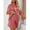imageVerdusa Womens Maternity Pajama Set 2 Piece Drop Shoulder Top and Short Lounge SetsPink