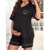 imageVerdusa Womens Maternity Pajama Sets 2 Piece Short Sleeve Top and Short Lounge SetBlack