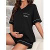 imageVerdusa Womens Maternity Pajama Sets 2 Piece Short Sleeve Top and Short Lounge SetBlack
