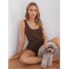 imageVerdusa Womens Maternity Scoop Neck Button Front High Waist Tank RomperCoffee
