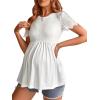 imageVerdusa Womens Maternity Short Sleeve Scalloped Peplum Tee Shirt Pregnancy TopWhite