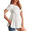 imageVerdusa Womens Maternity Short Sleeve Scalloped Peplum Tee Shirt Pregnancy TopWhite