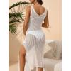 imageVerdusa Womens Maternity Split Thigh Scoop Neck Hollow Out Sheer Bikini Cover Up DressWhite