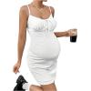 imageVerdusa Womens Maternity Tie Front Sleeveless Short Bodycon Cami DressWhite